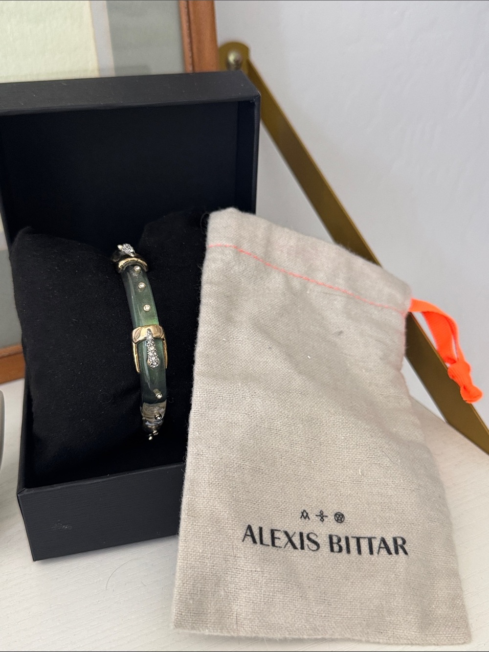 Alexis Bittar Emerald Green Translucent Buckle (Horsebit) Bracelet NWT